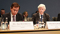 Minister Shatter with Ambassador Frank Cogan, Head of the OSCE Taskforce and Goran Svilanovic at the OSCE conference on good governance.