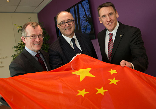 Niall Gibbons, CEO of Tourism Ireland; HE Paul Kavanagh, Irish Ambassador to China; and James Kenny, Tourism Ireland's newly appointed Country Manager for China.
Pic - Shane O'Neill Photography (no repro fee).