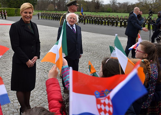 Welcome for Croatian President Kolinda Grabar-Kitarović and President Michael D. Higgins at Áras an Uachtaráin. Credit: ​Office of the President of the Republic of Croatia
