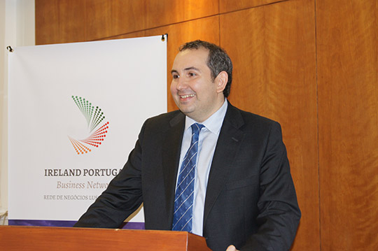 Enterprise Ireland Director for Portugal and Spain, Alberto Cisterna Viladrich, addressing the launch of the Ireland Portugal Business network at the Embassy premises on 23 June 2016.