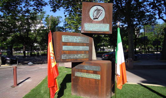 Flags outside the Embassy of Ireland Spain