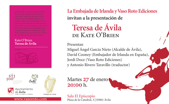 Flyer advertisement for Teresa de Ávila by Kate O'Brien
