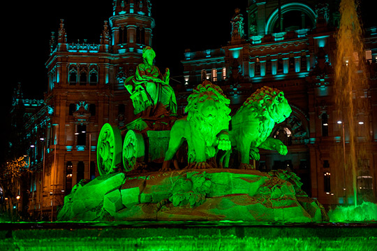 The greening of the Cibeles for St. Patricks Day