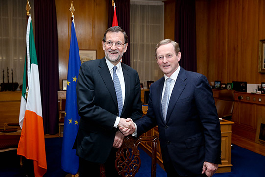 Spanish Prime Minister meeting with An Taoiseach Enda Kenny in Government Buildings.  Pic shows Taoiseach Enda Kenny meeting with the Spanish Prime Minister Mariano Rajoy in Government Buildings where the two held talks. Pic Maxwell's 06/03/2014