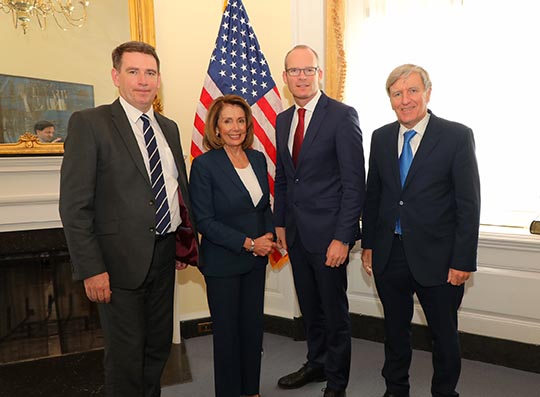 Minister Coveney with Pelosi, the Ambassador and Deputy Deasy