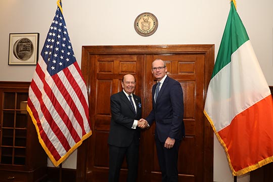 Minister Coveney with US Commerce Secretary Wilbur Ross