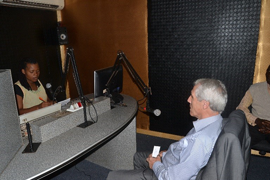 Ambassador Seamus O’ Grady Radio Mano interview. Photo Credit: Makani Mzeyce