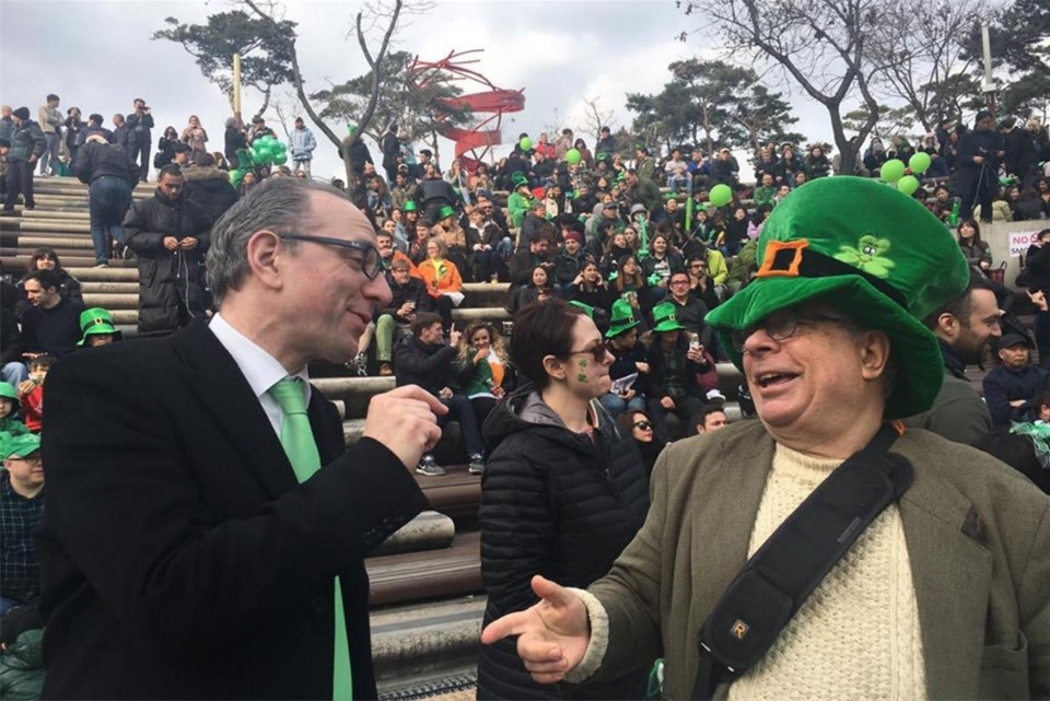 Ambassador Julian Clare at the St Patrick’s Day festivities in Seoul, South Korea