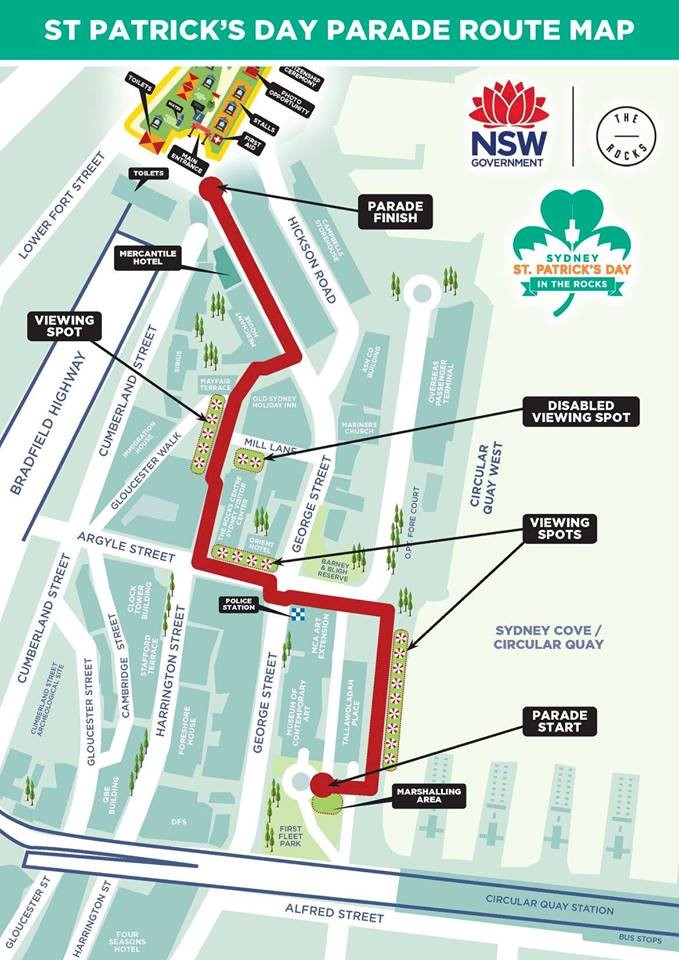 Sydney St. Patricks Day Parade Route Map