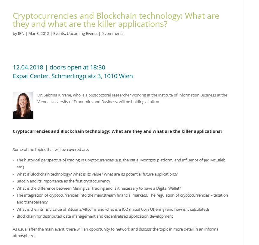 IBN Event: Cryptocurrencies and Blockchain Technology  