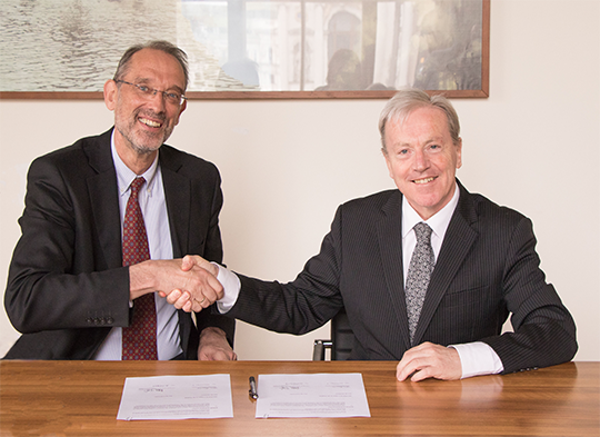 Pictured is Heinz Faßmann Vice-Rector for Research and International Affairs at the University of Vienna and Ambassador Tom Hanney. Credit: University of Austria.