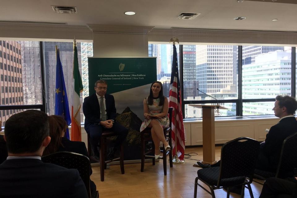 Consul General Ciarán Madden and WIP student Ellen Groom discuss the role of the Consulate and the importance of diplomacy.
