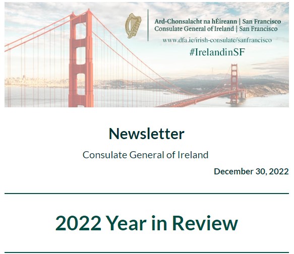 Consulate General of Ireland Newsletter, 30 December 2022