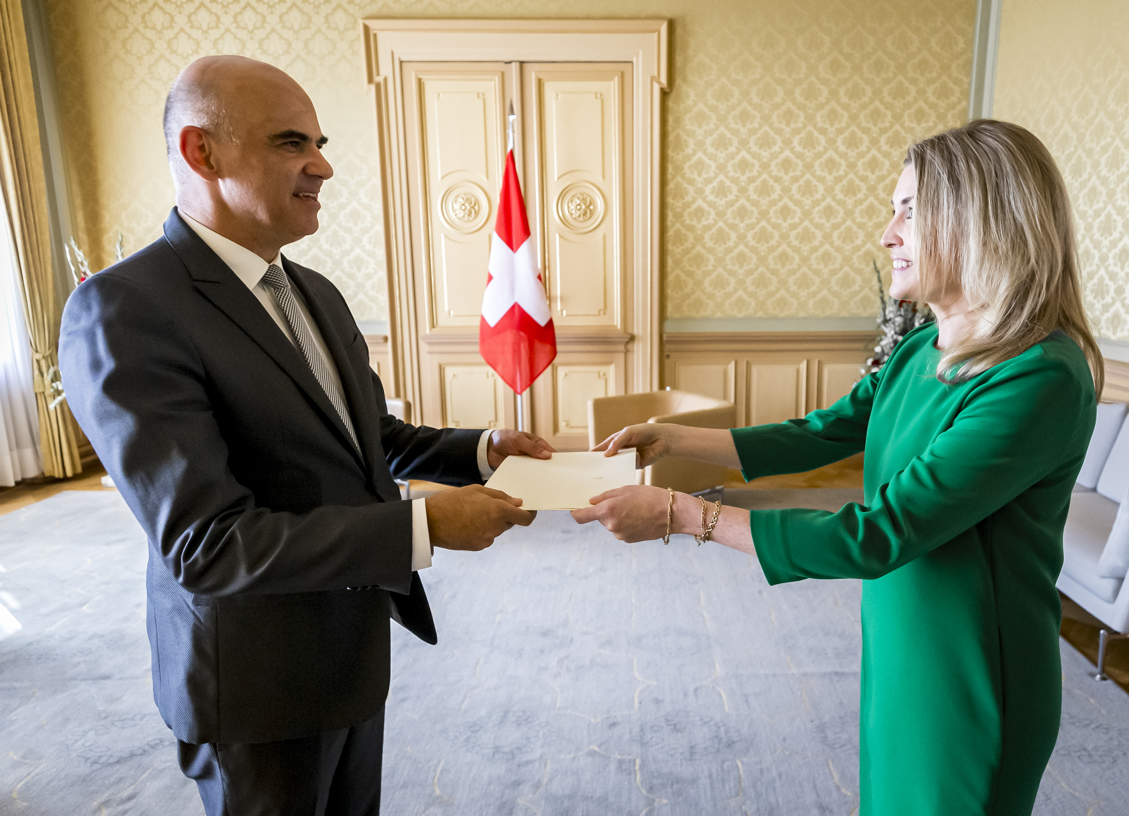 Ambassador Aoife McGarry presents credentials to President of the Swiss Confederation Alain Berset