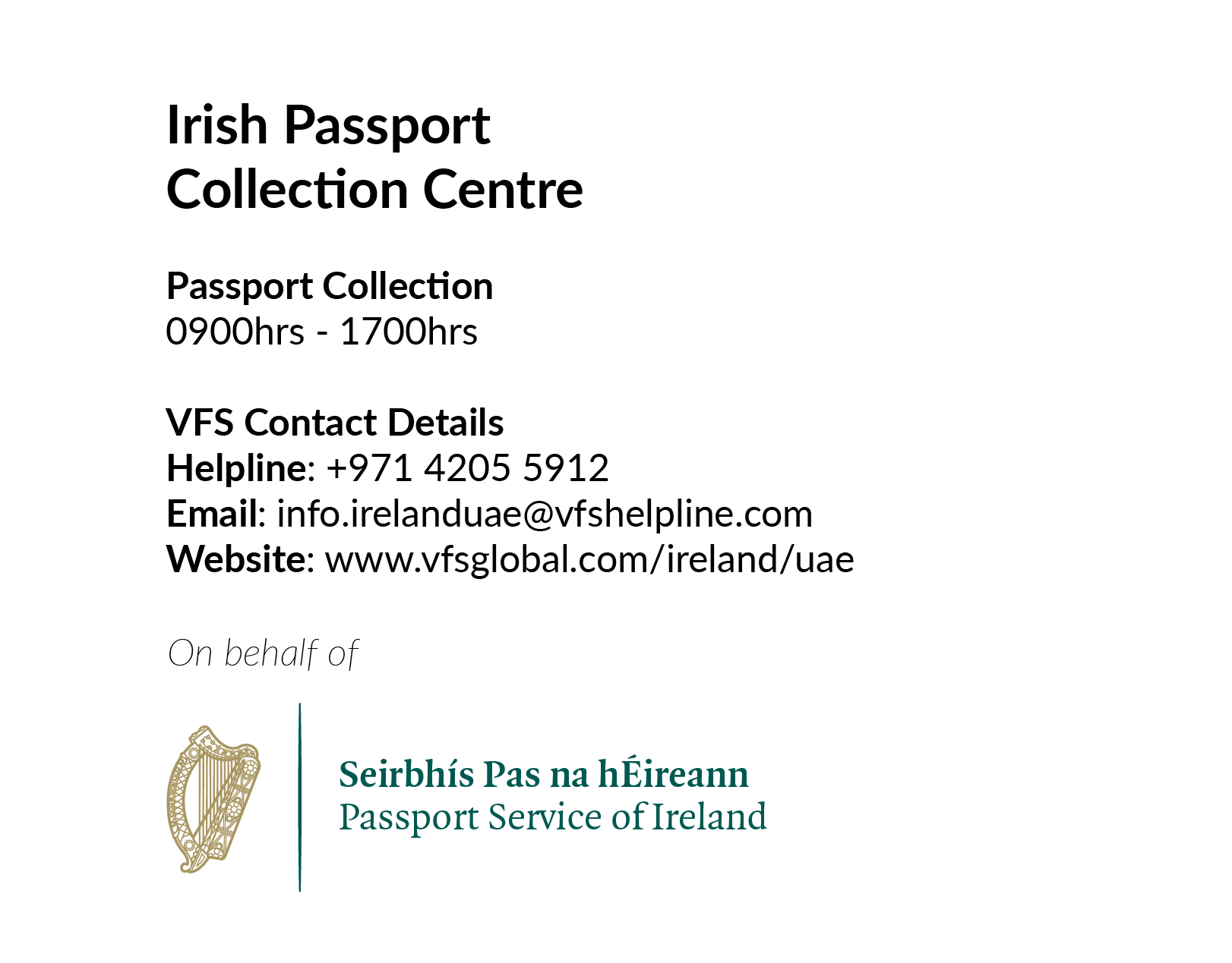 Opening of the Irish Passport Collection Centre in VFS Global, Dubai