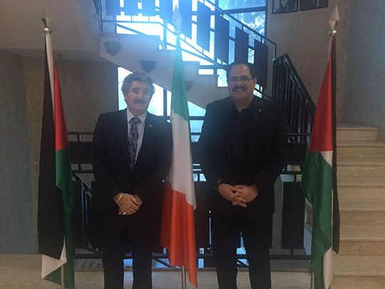 Minister of State John Halligan meets with Dr Sabri Saidam, Palestinian Minister for Education and Higher Education.